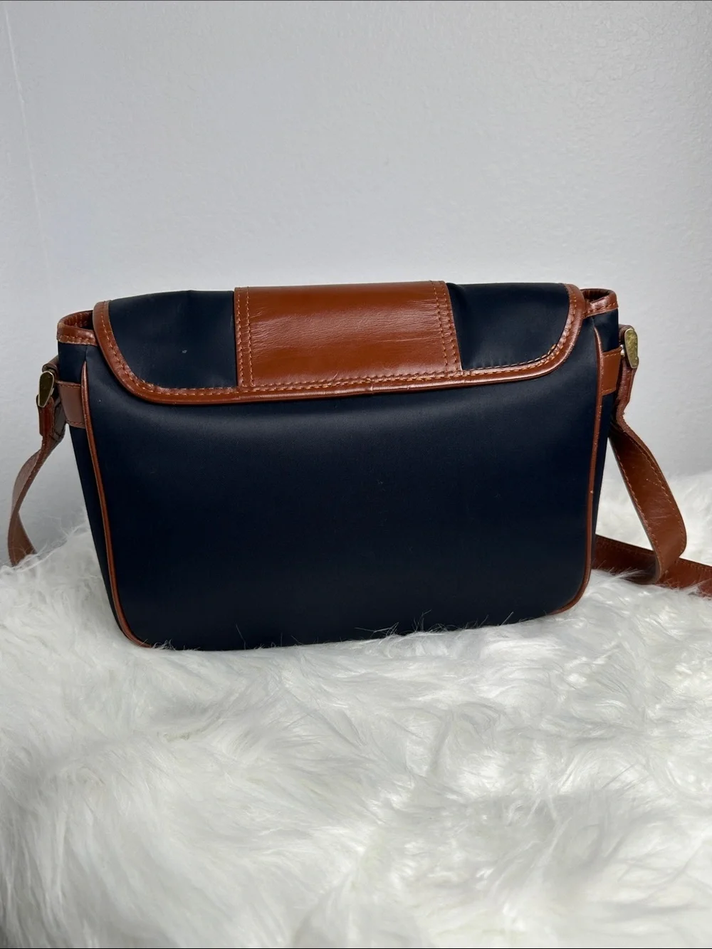 💯Authentic Yves Saint Laurent YSL Vintage Navy & Brown Crossbody Shoulder Bag🍀